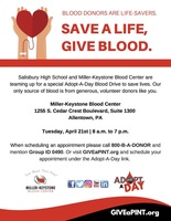 April 21 Adopt a Day Blood Drive for Salisbury!