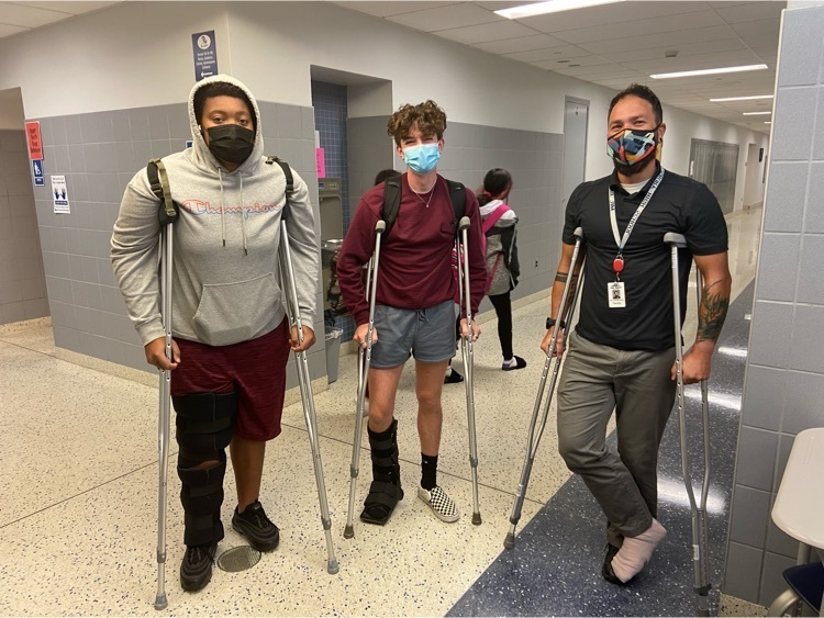 students / teachers on crutches